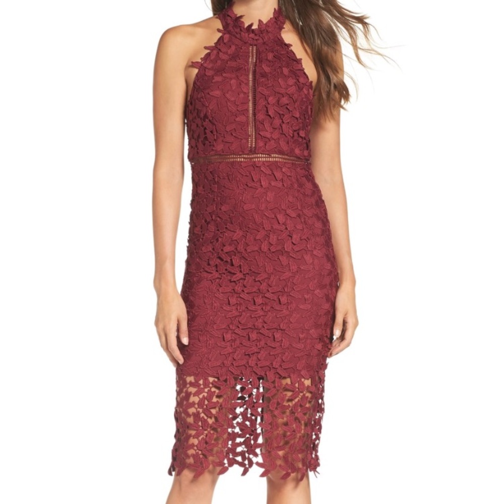 Popular Burgundy Bardot Midi❤️👠